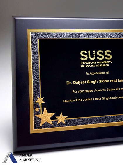 Laser engraving with gold logo text effect