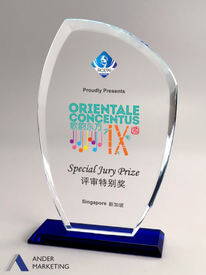 Glass Trophy Award Glass Trophy Award - Ander Marketing Singapore