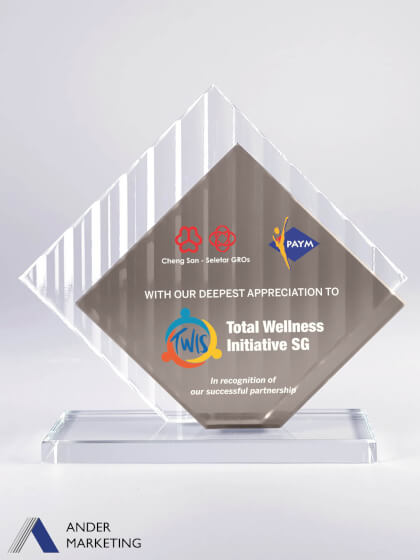Glass Trophy Award Glass Trophy Award - Ander Marketing Singapore