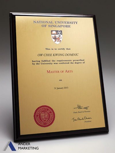 Wooden Certificate Plaques Wooden Certificate Plaques - Ander Marketing Singapore