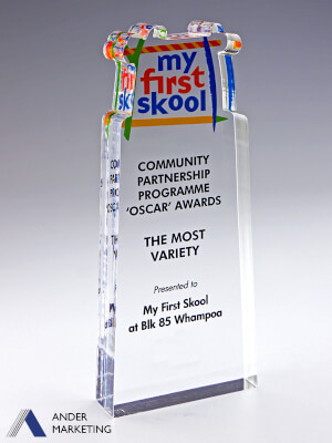 Custom Trophy Award - YA-MYFIRSTSKOOL Ander Marketing Singapore